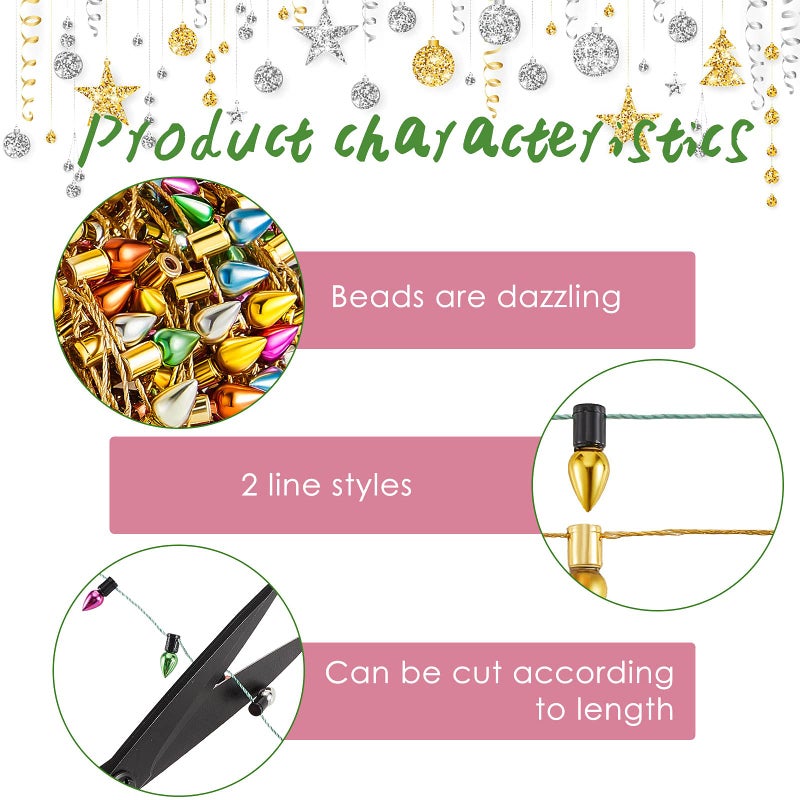 Tuanse 65.6 ft Dollhouse Lights Fake Light String Dollhouse Crafts Decorations Miniature Light String Gifts for Christmas Crafts Furniture Accessories String Lights Doll House Pretend Play - Image 3